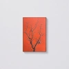 A decorative painting with a red background, black branches and plum blossoms details Picture